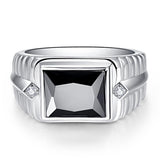 Silver Created Created Black Onyx Men's Ring - Rings Universe
