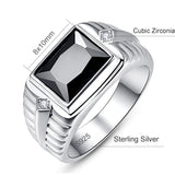 Silver Created Created Black Onyx Men's Ring - Rings Universe