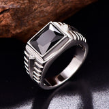 Silver Created Created Black Onyx Men's Ring - Rings Universe