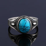 925 Sterling Silver Natural Turquoise Engagement Rings for Women Men Vintage Fine Jewelry Hot Sale Party Ring Gift - ringsuniverse
