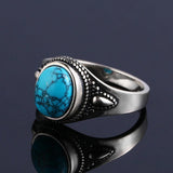 925 Sterling Silver Natural Turquoise Engagement Rings for Women Men Vintage Fine Jewelry Hot Sale Party Ring Gift - ringsuniverse