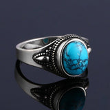 925 Sterling Silver Natural Turquoise Engagement Rings for Women Men Vintage Fine Jewelry Hot Sale Party Ring Gift - ringsuniverse