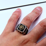 Steel Plated-Gold Lion Head Top Quality Ring - ringsuniverse