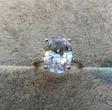 Oval 5ct AAA+ Cubic Zirconia Diamonds Solitaire Silver Ring - ringsuniverse