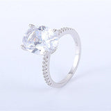 Oval 5ct AAA+ Cubic Zirconia Diamonds Solitaire Silver Ring - ringsuniverse