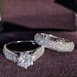 New Fashion Cushion Cut Silver Wedding Ring set - ringsuniverse