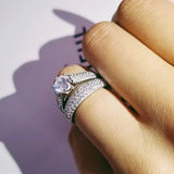 New Fashion Cushion Cut Silver Wedding Ring set - ringsuniverse