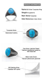 Turquoise Vintage Silver Ring with Black CZ - Rings Universe