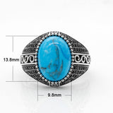 Turquoise Vintage Silver Ring with Black CZ - Rings Universe
