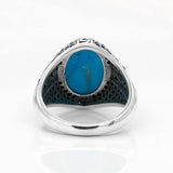 Turquoise Vintage Silver Ring with Black CZ - Rings Universe