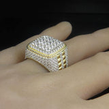 Huitan Trendy Hip Hop Rock  Men Ring  For Party Light Gold  Color Full Bling Iced Out Cubic  Micro Paved CZ Rings Gift Jewelry - ringsuniverse