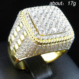 Huitan Trendy Hip Hop Rock  Men Ring  For Party Light Gold  Color Full Bling Iced Out Cubic  Micro Paved CZ Rings Gift Jewelry - ringsuniverse