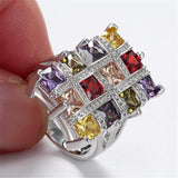 Luxury Multicolor Crystal Zircon Fashion Ring - Rings Universe