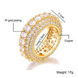 5 Row Tennis Iced Out CZ Hollow Thread Cubic Zircon Ring - ringsuniverse