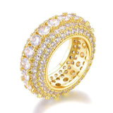 5 Row Tennis Iced Out CZ Hollow Thread Cubic Zircon Ring - ringsuniverse