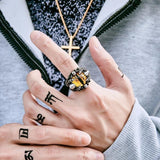 Punk Rock Claw Zircon Stone Evil Eyeball Skull Ring - Rings Universe