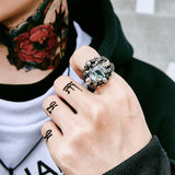 Punk Rock Claw Zircon Stone Evil Eyeball Skull Ring - Rings Universe