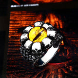 Punk Rock Claw Zircon Stone Evil Eyeball Skull Ring - Rings Universe