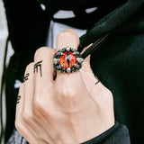 Punk Rock Claw Zircon Stone Evil Eyeball Skull Ring - Rings Universe