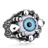 Punk Rock Claw Zircon Stone Evil Eyeball Skull Ring - Rings Universe