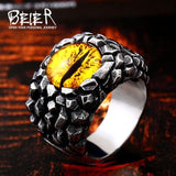 Punk Rock Claw Zircon Stone Evil Eyeball Skull Ring - Rings Universe