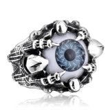 Punk Rock Claw Zircon Stone Evil Eyeball Skull Ring - Rings Universe