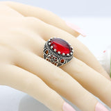 Sunspicems Retro Silver Color Natural Stone Ring Red Green Black Bohemia Resin Finger Ring European Indian Jewelry Gift - ringsuniverse
