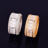 Bling Baguette Zircon Men's Ring 18 K Copper Charm Gold Color Party RING Fashion Hip Hop Rock Jewelry - ringsuniverse