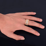 Bling Baguette Zircon Men's Ring 18 K Copper Charm Gold Color Party RING Fashion Hip Hop Rock Jewelry - ringsuniverse