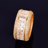 Bling Baguette Zircon Men's Ring 18 K Copper Charm Gold Color Party RING Fashion Hip Hop Rock Jewelry - ringsuniverse