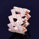 Cuban Chain Gold Color Iced Out Full Zircon Hip Hop Ring - ringsuniverse