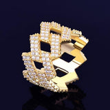 Cuban Chain Gold Color Iced Out Full Zircon Hip Hop Ring - ringsuniverse