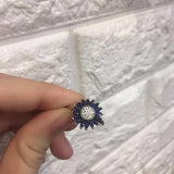 Female Trendy Lab Sapphire Sunflower Blue Ring - Rings Universe