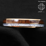 Rose Gold Dome Silver Koa Wood Inlay Tungsten Ring - Rings Universe
