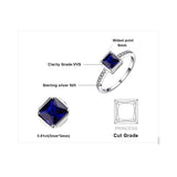 Square Lab Created Blue Sapphire Silver Ring - ringsuniverse