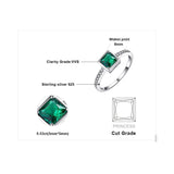 Adorable Square Lab Created Emerald Silver Ring - ringsuniverse