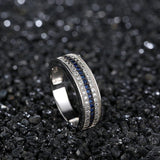 Silver Round Lab Sapphire Zircon Gemstone Fine Jewelry ring - ringsuniverse