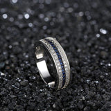 Silver Round Lab Sapphire Zircon Gemstone Fine Jewelry ring - ringsuniverse
