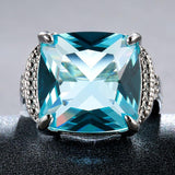 Vintage Silver Lab Created Aquamarine Fine Jewelry Ring - Rings Universe