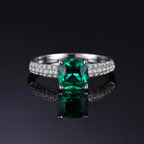 Classy Created Lab Emerald Ring in Sterling Silver - ringsuniverse