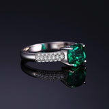 Classy Created Lab Emerald Ring in Sterling Silver - ringsuniverse