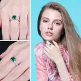 Classy Created Lab Emerald Ring in Sterling Silver - ringsuniverse