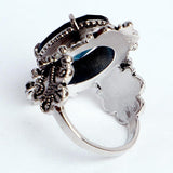 Vintage Silver Big Oval Shaped Sapphire Gemstone Rings - Rings Universe