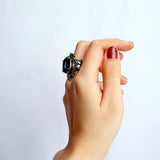 Vintage Silver Big Oval Shaped Sapphire Gemstone Rings - Rings Universe