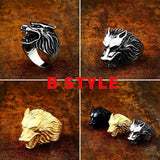 Viking Nordic Wolf Head Odin 's Symbol Ring - ringsuniverse