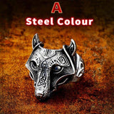Viking Nordic Wolf Head Odin 's Symbol Ring - ringsuniverse