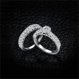 Vintage Silver AAA+ CZ Diamonds Bridal Ring Set - Rings Universe