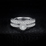 Vintage Silver AAA+ CZ Diamonds Bridal Ring Set - Rings Universe