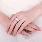 Vintage Silver AAA+ CZ Diamonds Bridal Ring Set - Rings Universe