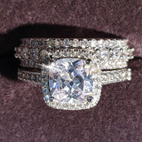 Trendy Fashion Design AAA CZ Diamonds Silver Ring Set - ringsuniverse
